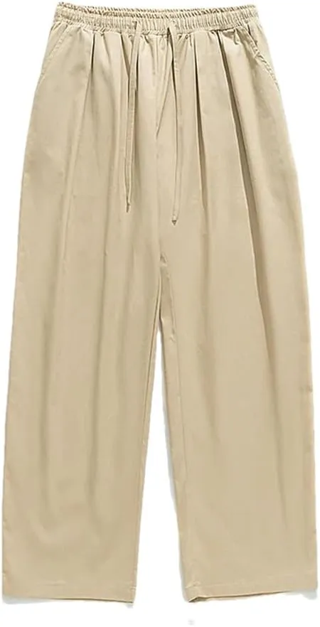 Mens Casual Loose Wide Leg Pants Oversized Harem Pants Pleated Design Baggy Joggers Sweatpants