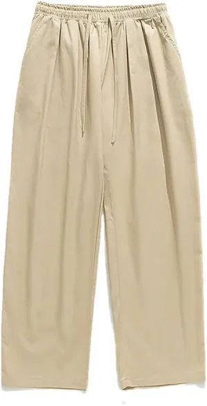 Mens Casual Loose Wide Leg Pants Oversized Harem Pants Pleated Design Baggy Joggers Sweatpants