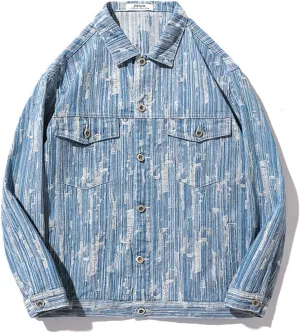 Men`s Classic Ripped Hip Hop Motorcycle Denim Jacket