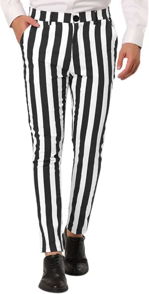 Mens Dress Pants Plus Size Slim Fit Skinny Trousers Classic Flat Front Business Casual Wedding Suit Pants with Pocket