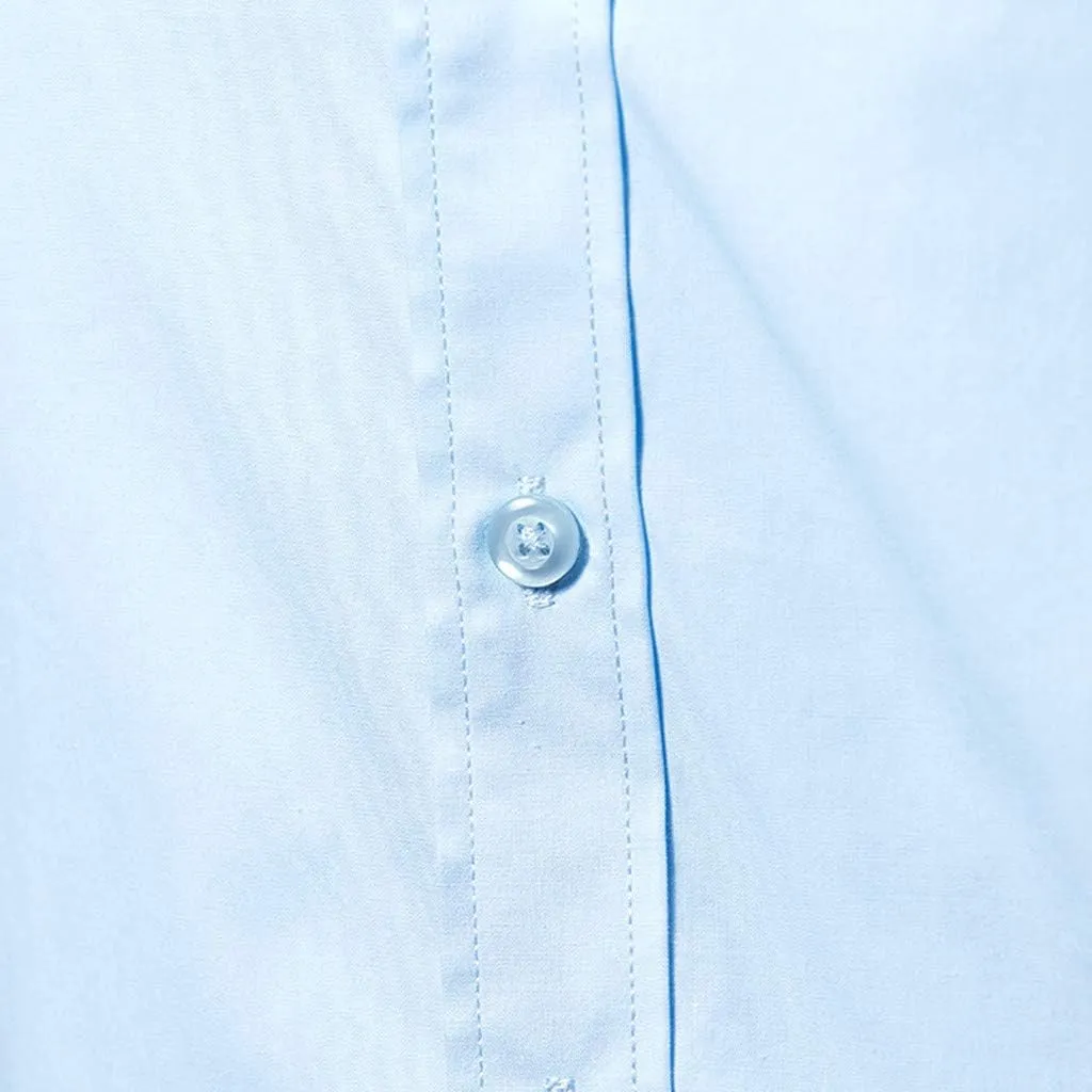 Men's Fashion Basic Business Casual Solid Colour Long Sleeve Button Down Shirt Suit Bottom Male Gentlemen's