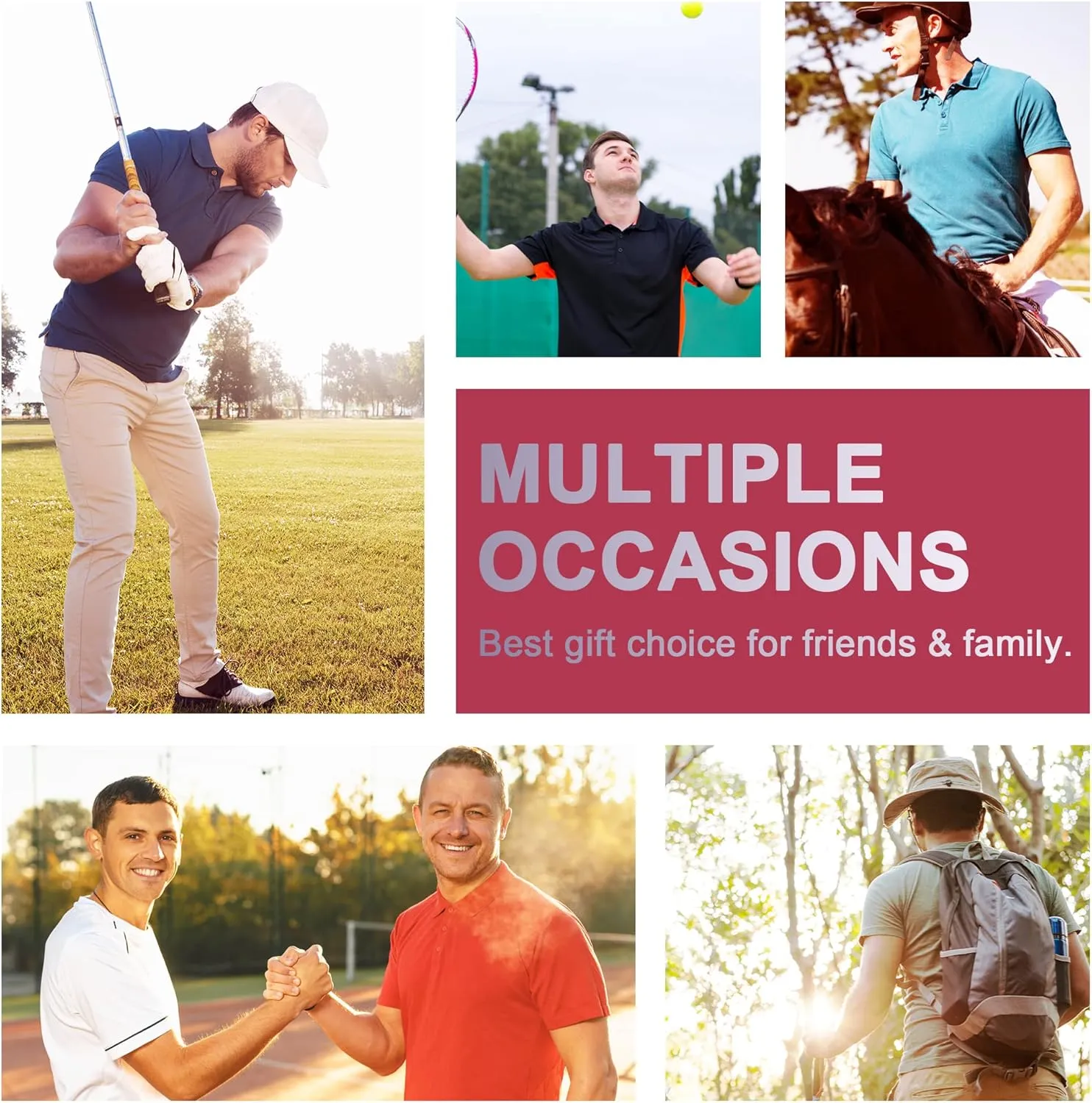 Men's Golf Shirts-Moisture Wicking Dry Fit Performance Recycled Polo Short Sleeve for Bussiness Casual Tennis