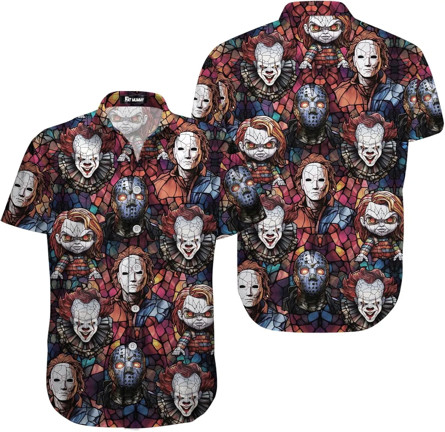 Mens Halloween Hawaiian Shirt, Horror Friends Shirts for Men Women Short Sleeve