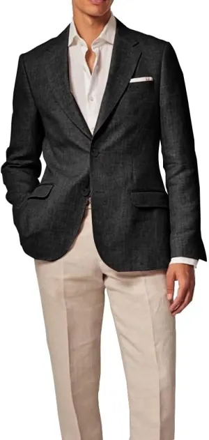 Mens Linen Blazer Regular Fit Sport Coat Men Summer Jacket Casual Wedding Suits for Men Fashion Business