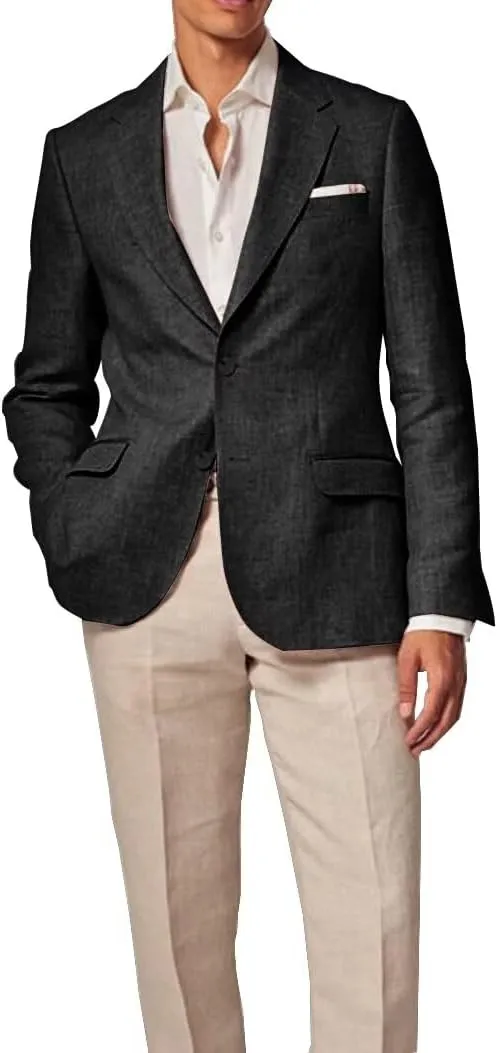 Mens Linen Blazer Regular Fit Sport Coat Men Summer Jacket Casual Wedding Suits for Men Fashion Business