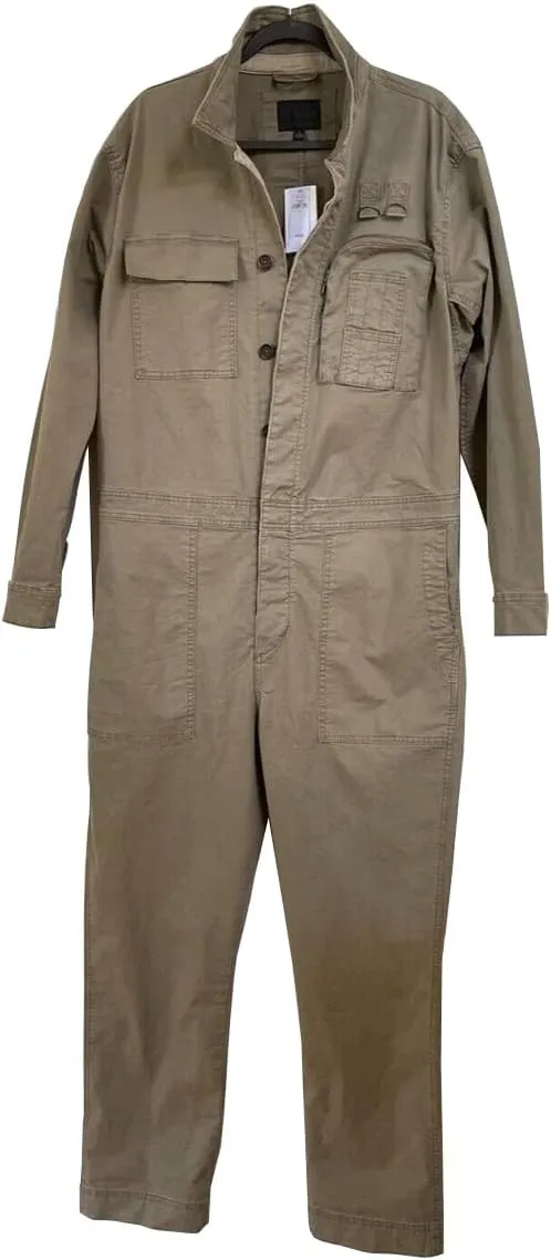 Men's Long Sleeve Coverall WWll-Inspired Relaxed Fit Flight Jumpsuit with Adjustable Waist Tabs