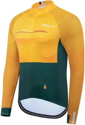 Men's Long Sleeve Cycling Jersey Quick Dry Breathable Reflective Biking Jacket Shirts with 3 Pockets UV Prodection