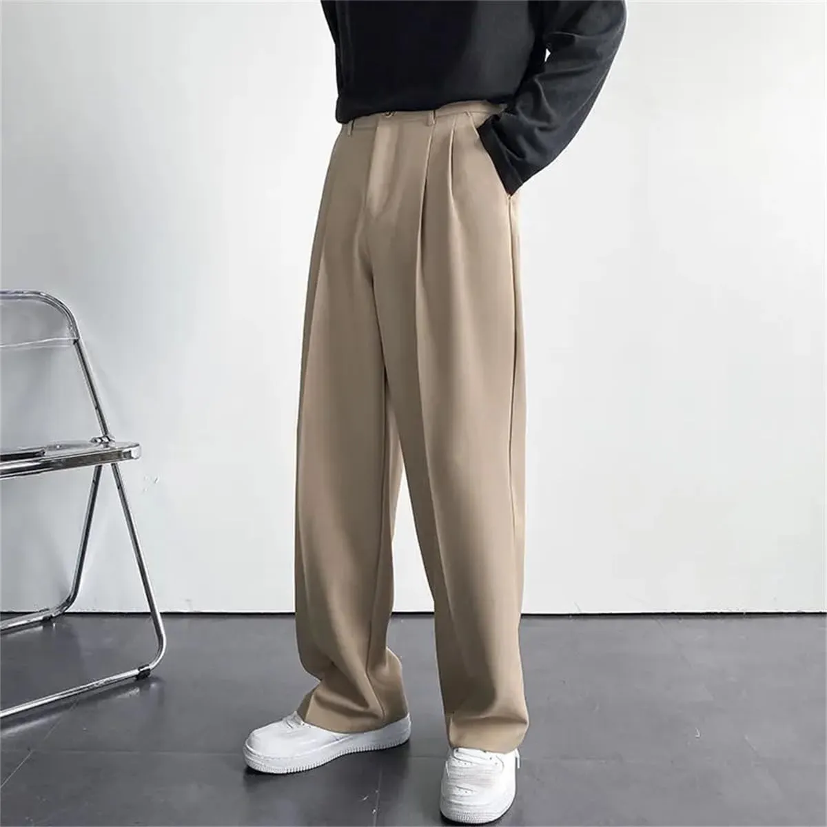 Men's Loose Casual Pants Solid Color Wide Leg Pants Formal Business Design Suit Pants Trousers