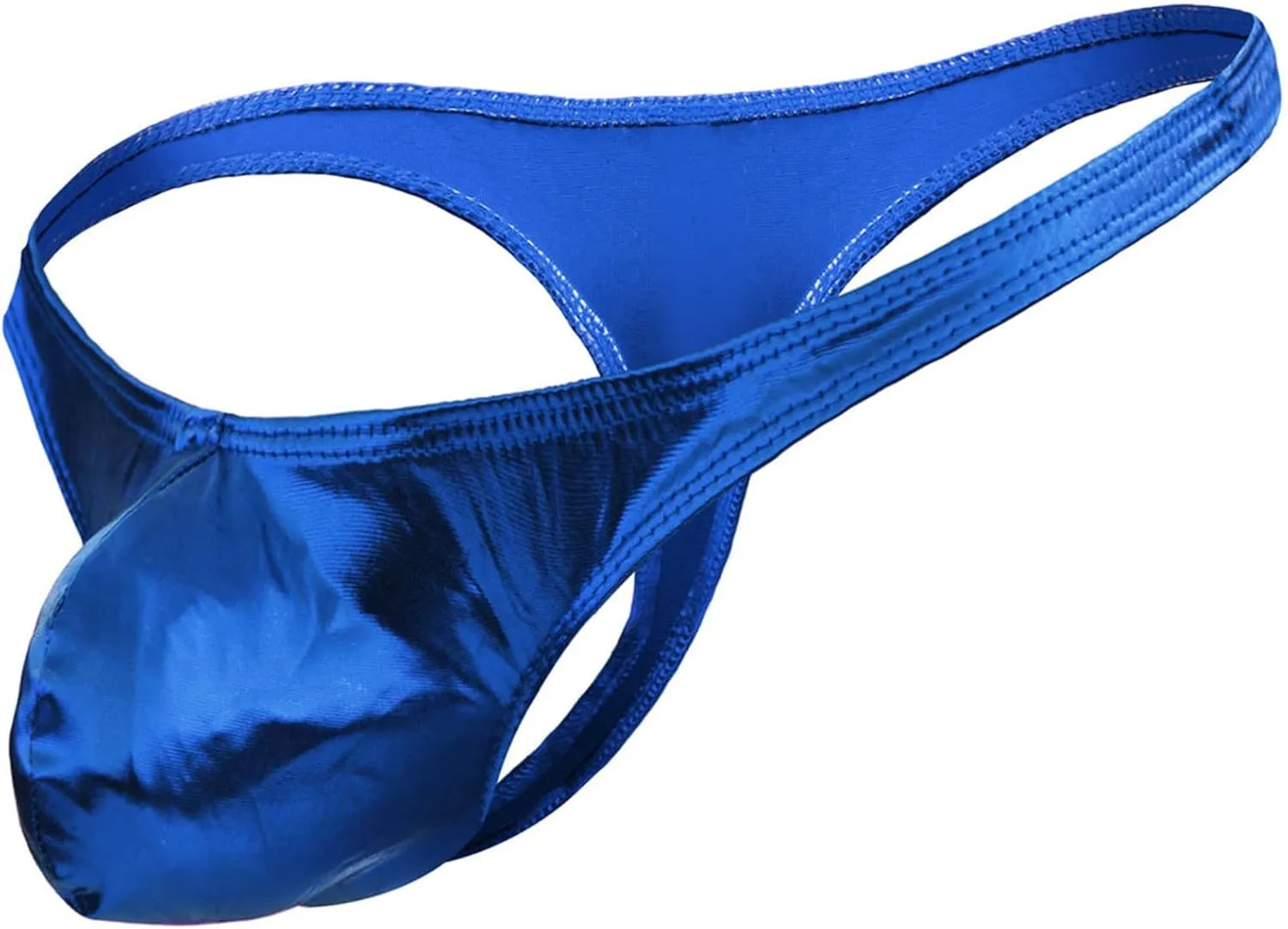 Men's PU Leather Thong Faux Leather Bikini Underwear Shiny G String Thongs Sexy Jockstrap Pouch Underwear