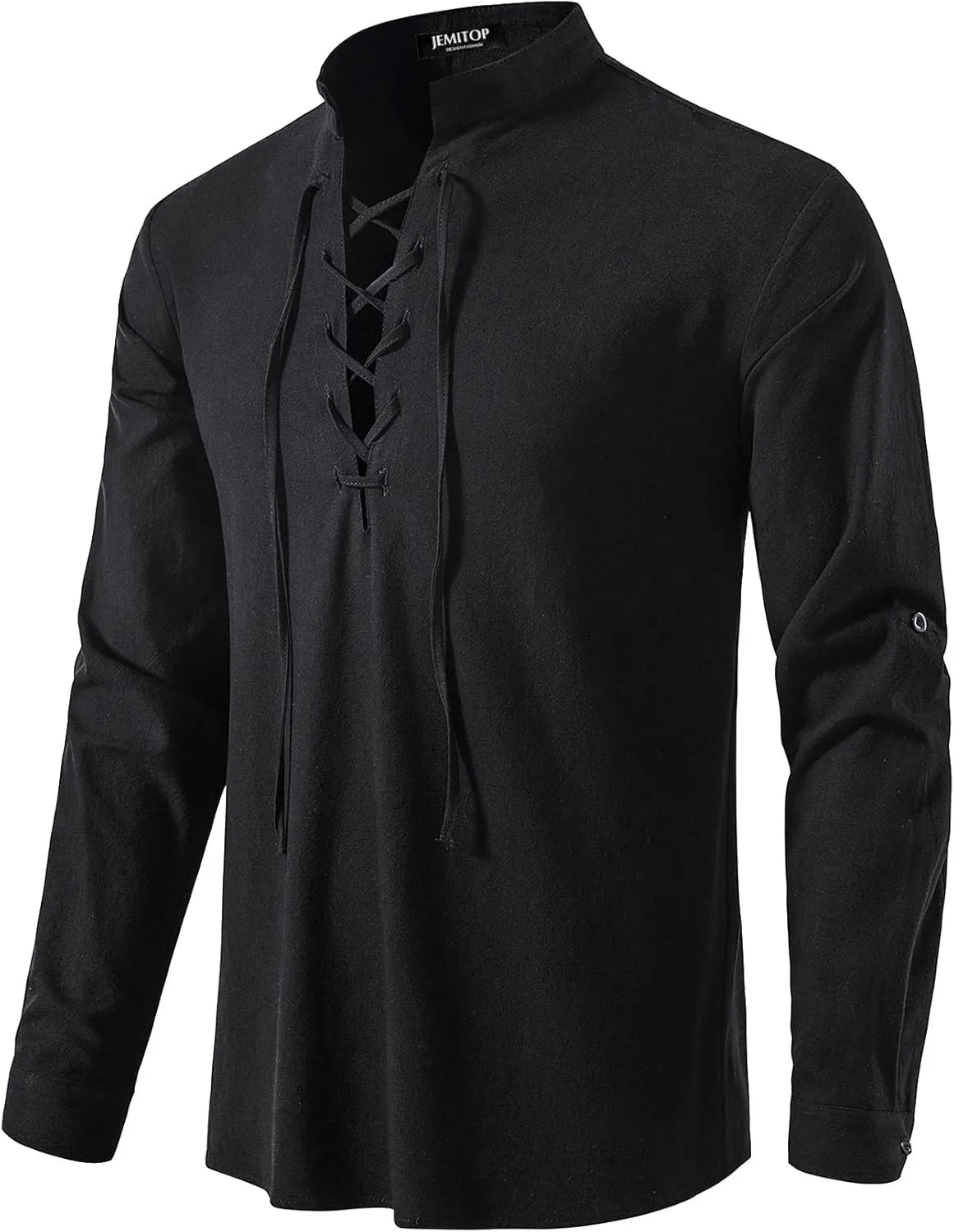 Men's Pure Cotton Retro Lace Up Shirts for Renaissance Pirate Viking Medieval