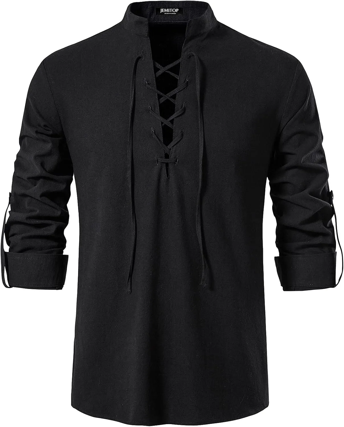Men's Pure Cotton Retro Lace Up Shirts for Renaissance Pirate Viking Medieval