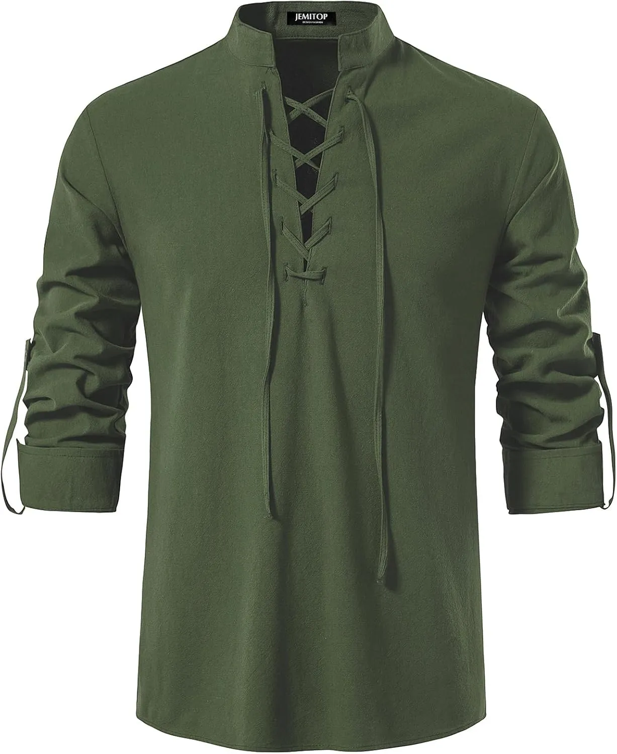 Men's Pure Cotton Retro Lace Up Shirts for Renaissance Pirate Viking Medieval