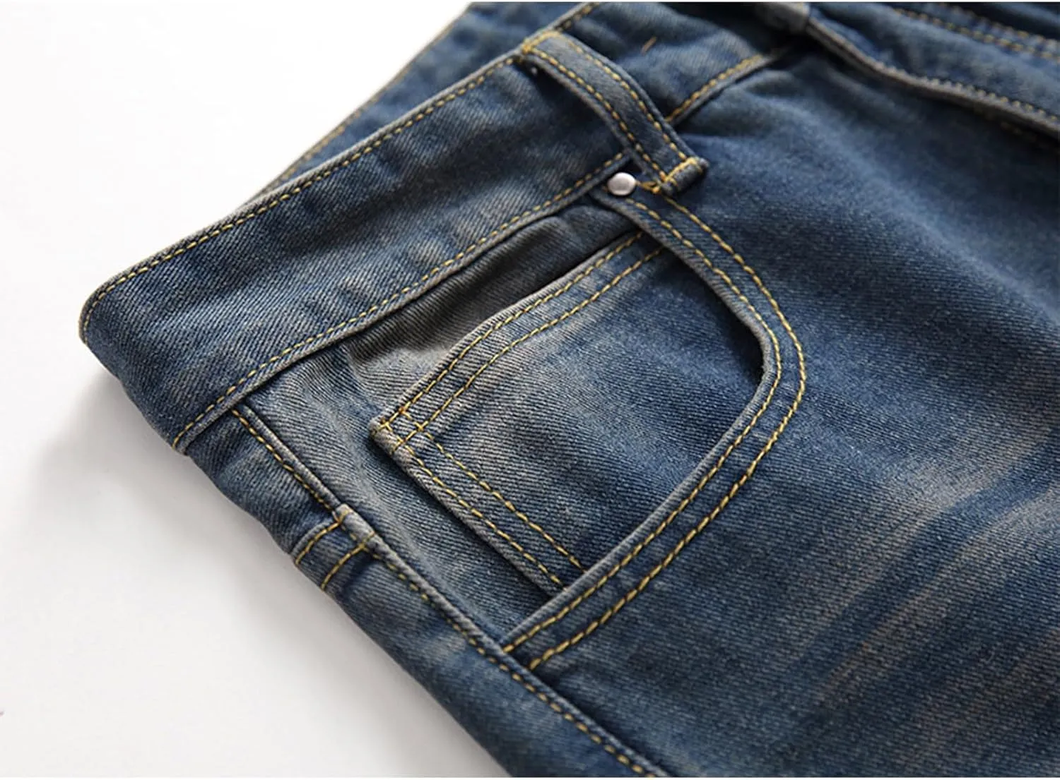Men's Ripped Slim Fit Jean Pants Solid Straight Leg Skinny Denim Pant Stretch Washed Pencil Trouser with Zipper