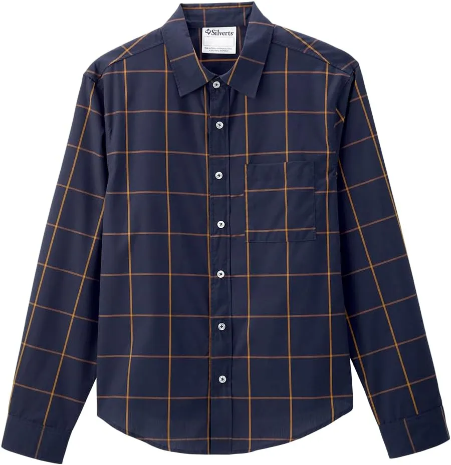Mens Self Dressing Magnetic Buttons Adaptive Plaid Dress Shirt