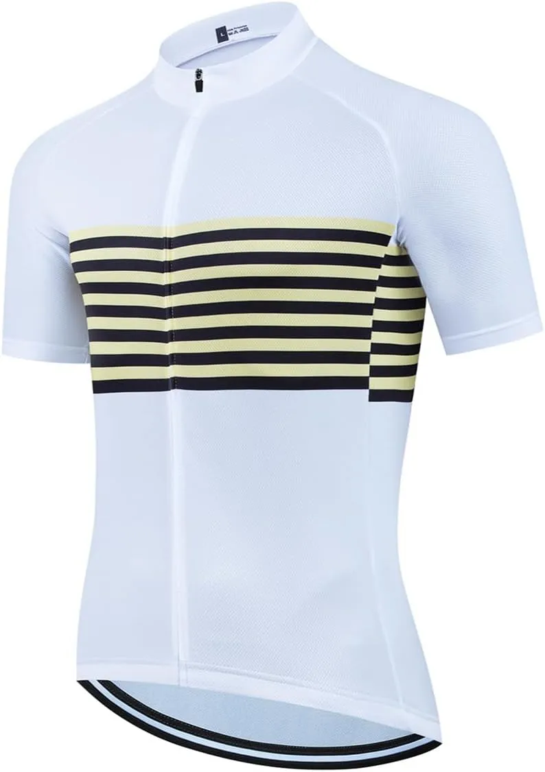 Men's Short Sleeve Bike Cycling Jersey Quick Dry Breathable Reflective Biking Shirts with 3 Rear Pockets