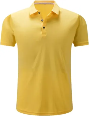 Men's Sport Short Sleeve Polo Shirts Summer Solid Quick Dry Golf Tennis Athletic Breathable Top