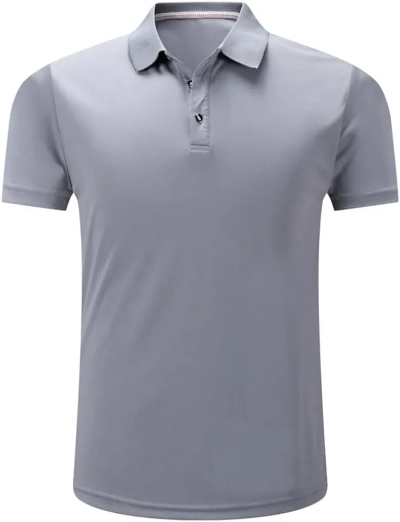Men's Sport Short Sleeve Polo Shirts Summer Solid Quick Dry Golf Tennis Athletic Breathable Top