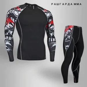 Men's Sports Suit Compression Clothing Fitness Training kit Thermal Underwear MMA rashgard male Quick drying shirt Sportswear