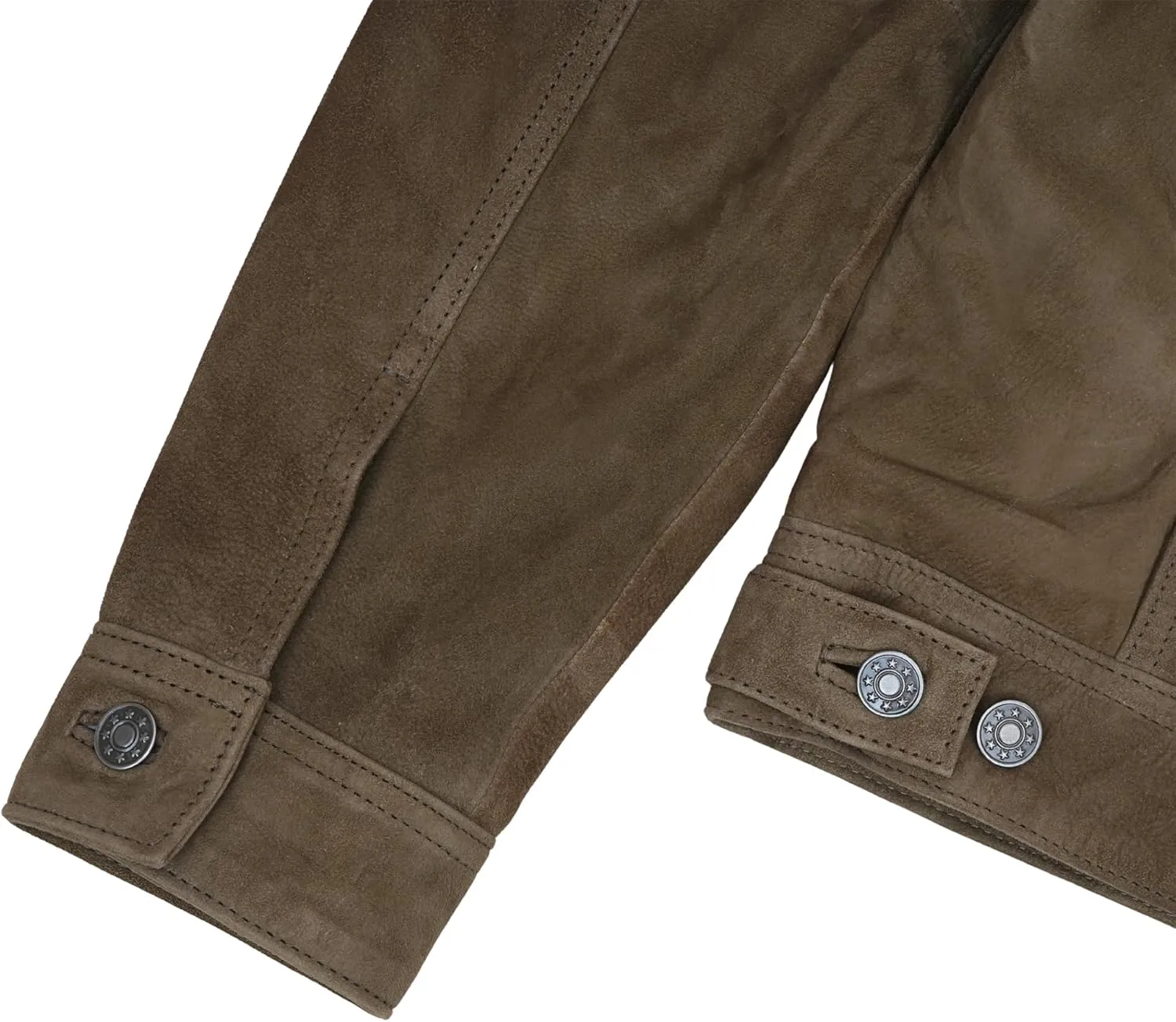 Men's Suede Leather Jacket | Genuine Suede Leather Trucker Jacket Shirt Collar Slim Fit Denim Style