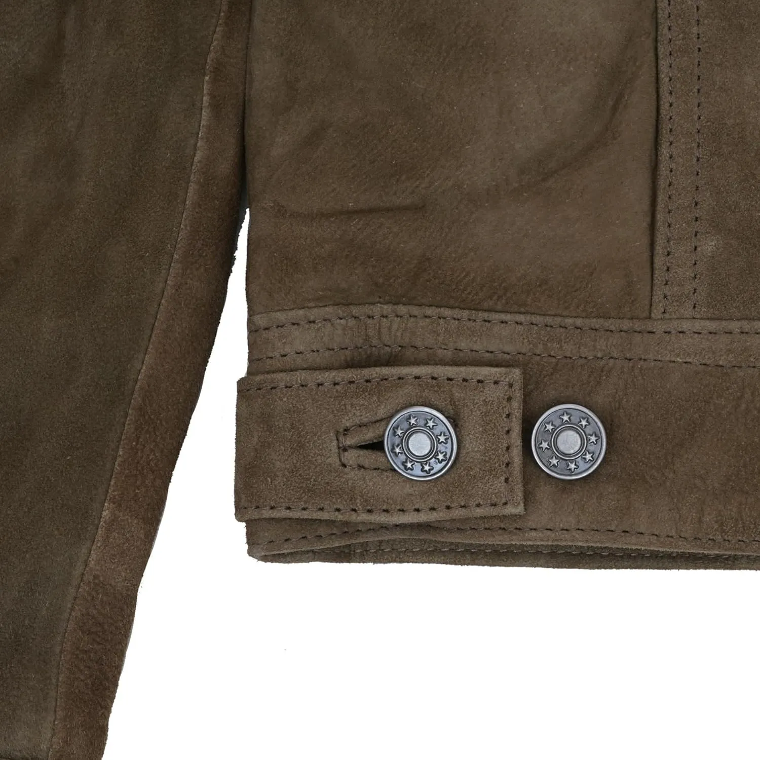 Men's Suede Leather Jacket | Genuine Suede Leather Trucker Jacket Shirt Collar Slim Fit Denim Style
