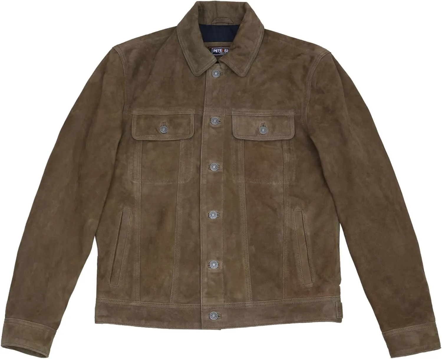 Men's Suede Leather Jacket | Genuine Suede Leather Trucker Jacket Shirt Collar Slim Fit Denim Style