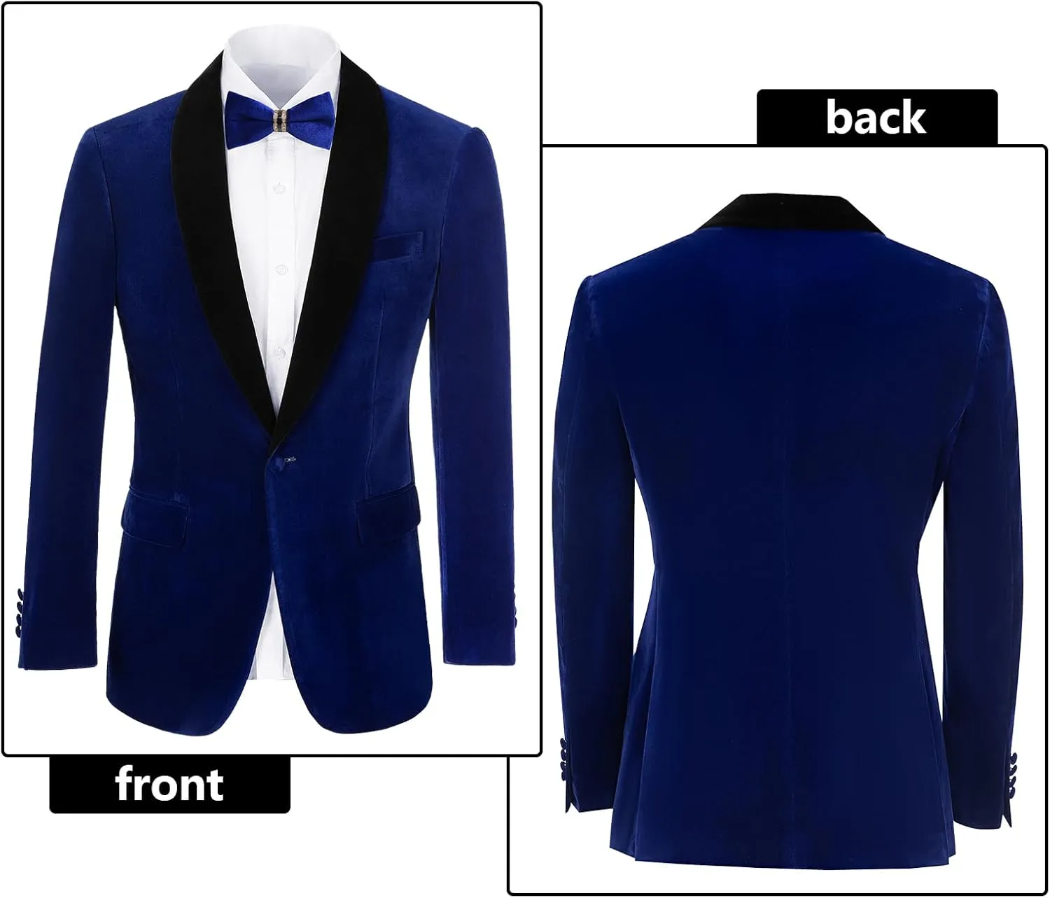 Men's Velvet Suit 2 Piece Slim Fit Suits 1 Button Peaked Lapel Tuxedo Blazer Party Dinner Jacket Pants Set