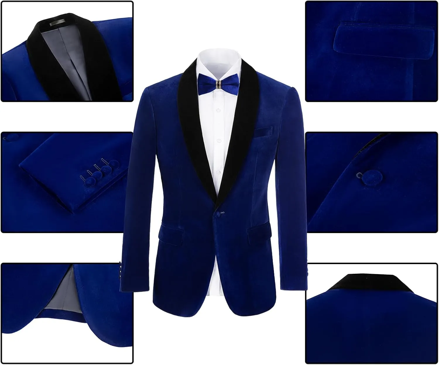 Men's Velvet Suit 2 Piece Slim Fit Suits 1 Button Peaked Lapel Tuxedo Blazer Party Dinner Jacket Pants Set