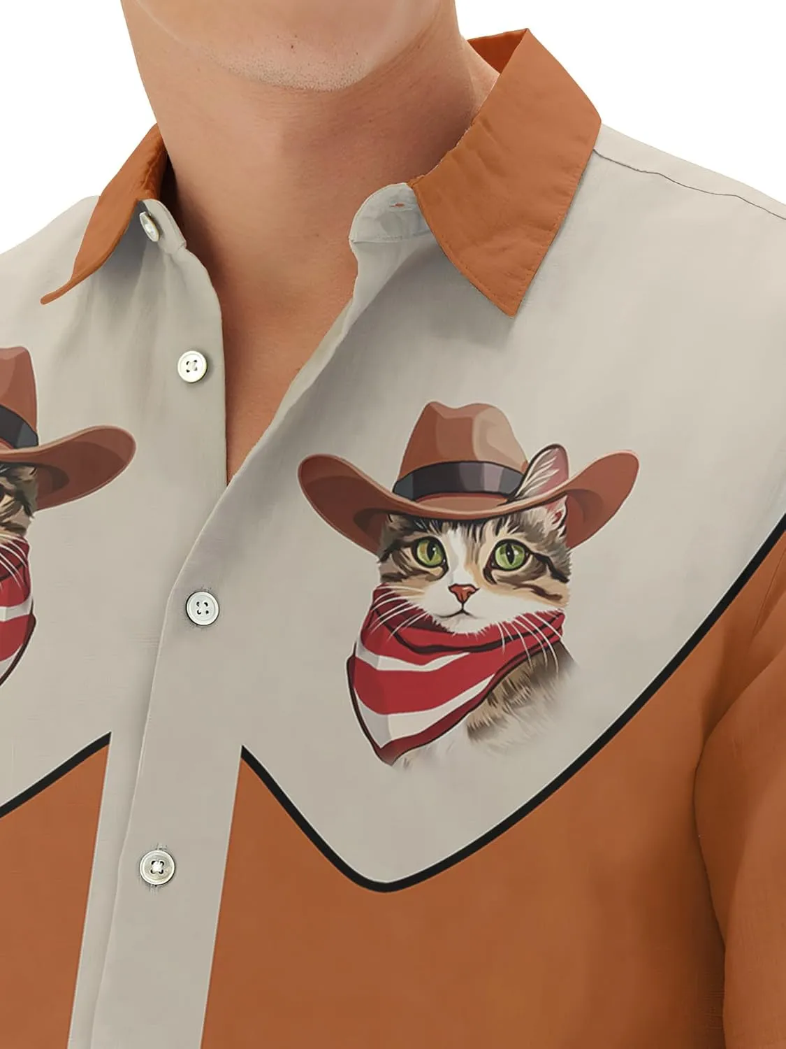 Men's Western Cowboy Shirts Short Sleeve Vintage Cowboy Hawaiian Shirt for Men