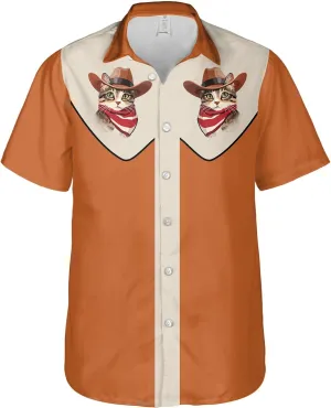 Men's Western Cowboy Shirts Short Sleeve Vintage Cowboy Hawaiian Shirt for Men