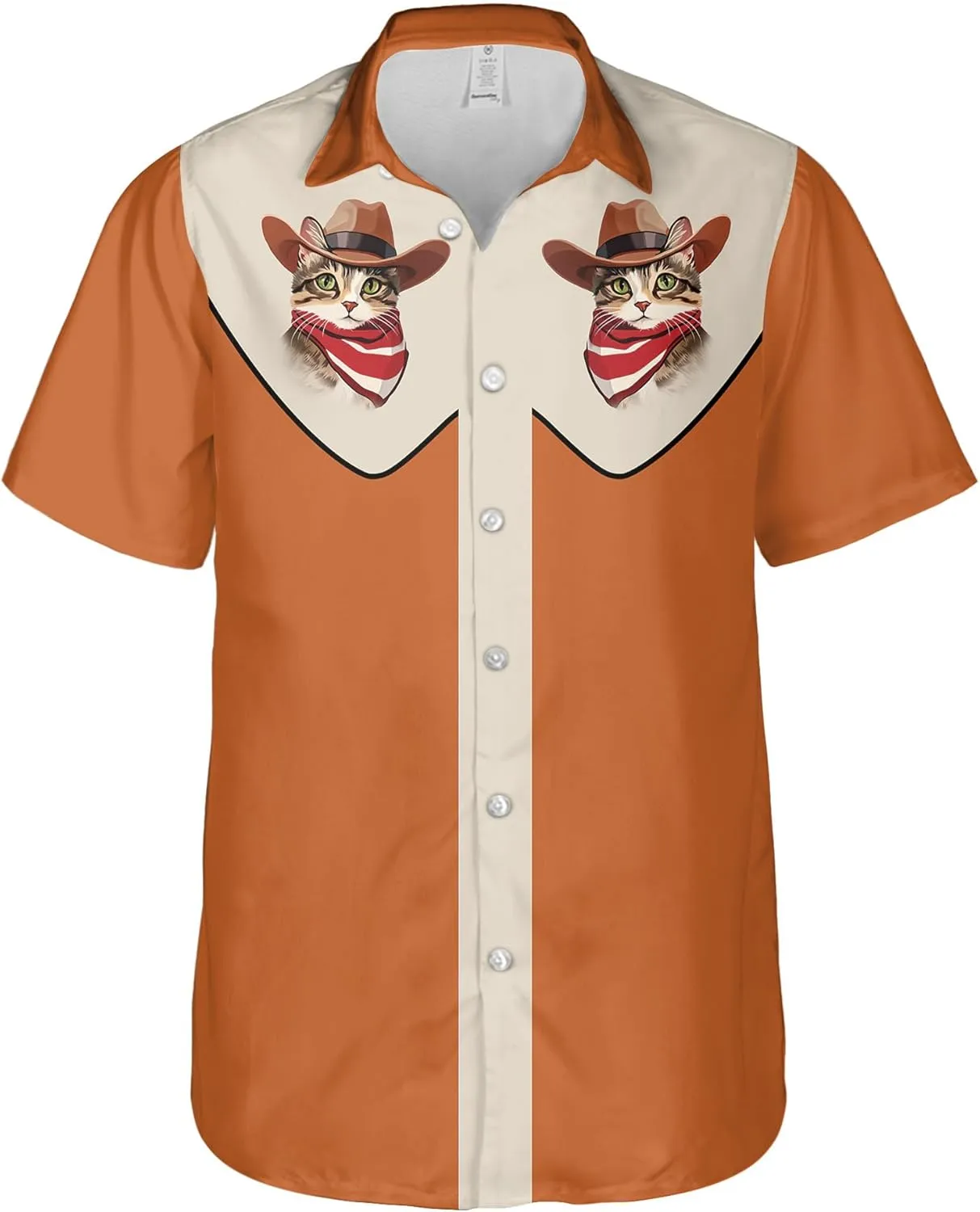 Men's Western Cowboy Shirts Short Sleeve Vintage Cowboy Hawaiian Shirt for Men