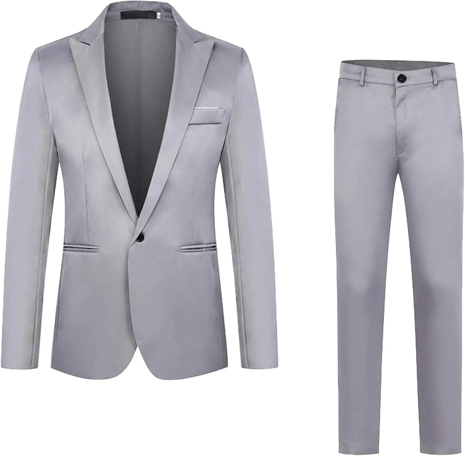Mens Work Suits 2 Piece Slim Fit Suit Set One Button Business Prom Formal Dress Suit Blazer Jacket Pants Set M-5XL