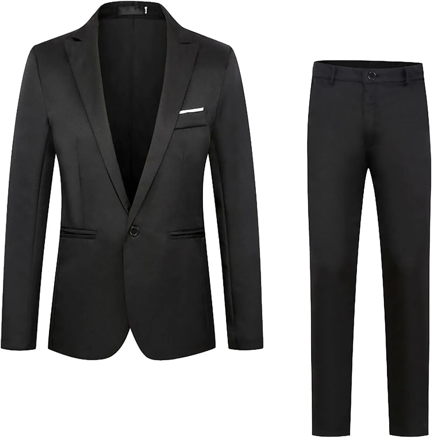 Mens Work Suits 2 Piece Slim Fit Suit Set One Button Business Prom Formal Dress Suit Blazer Jacket Pants Set M-5XL