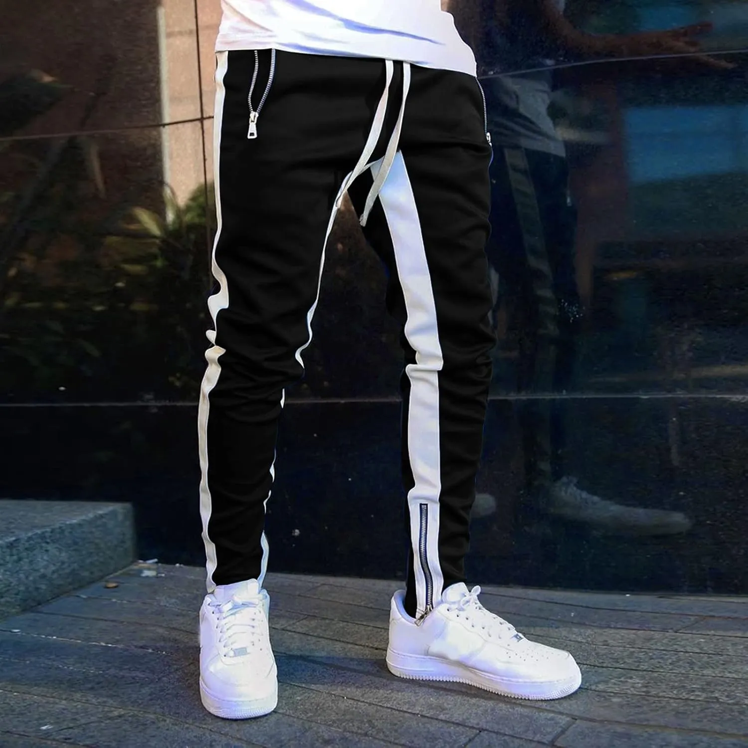 Mens Workout Cargo Sweatpants Baggy Big and Tall Jogger Sweatpants Cargo Joggers for Men Stretch Relaxed Fit Elastic