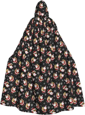 Merry Christmas Happy print Hooded cape for adults, Oversized Hooded Cloak with Bow Tie, Adult party dress cape