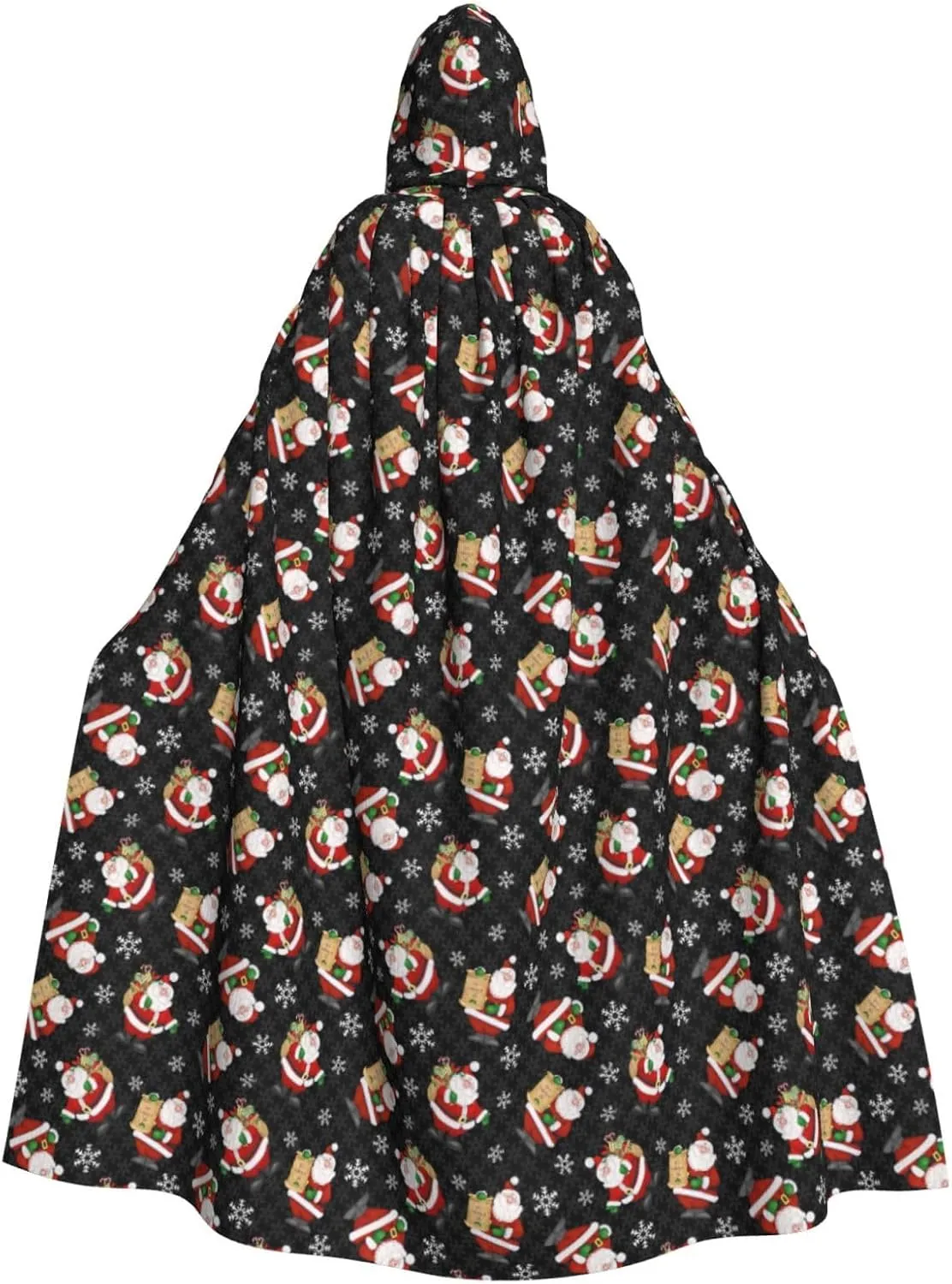 Merry Christmas Happy print Hooded cape for adults, Oversized Hooded Cloak with Bow Tie, Adult party dress cape