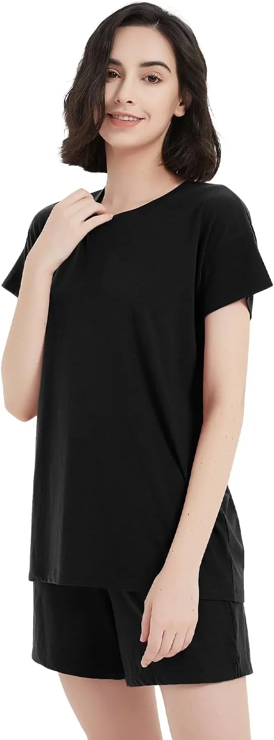 METARINO Merino Wool Pajamas Women 2 Piece Pjs Lounge Sets Short Sleeve Tops with Shorts Soft Sleepwear Loungewear