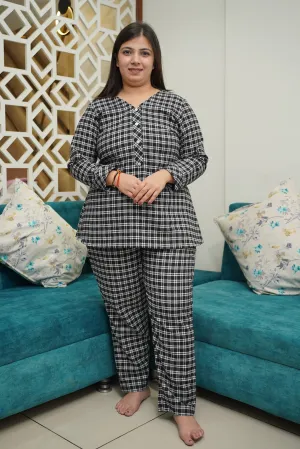 Midnight Grids Woollen Night Suit