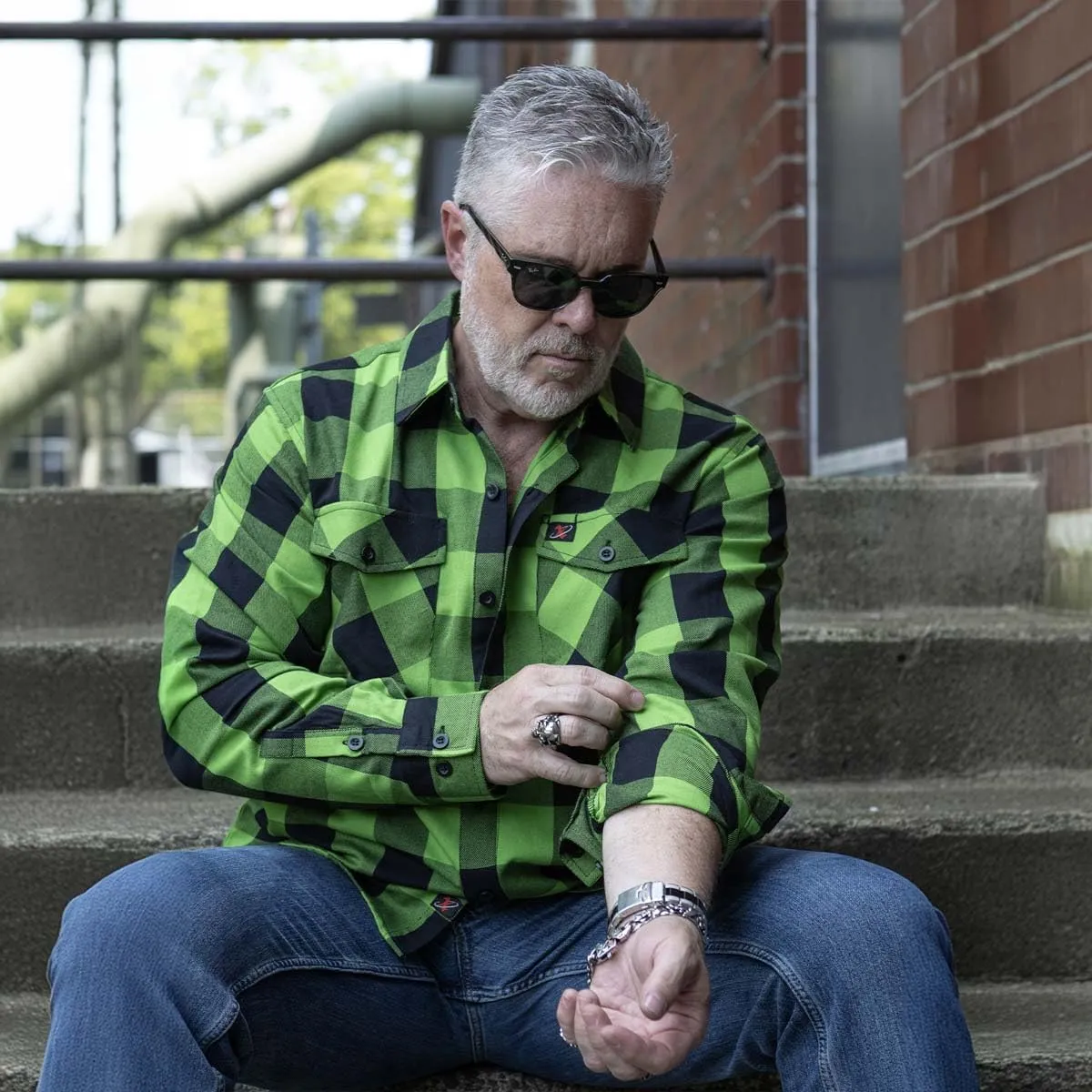 Milwaukee Leather Mng11656 Men's Black, Green Long Sleeve Flannel