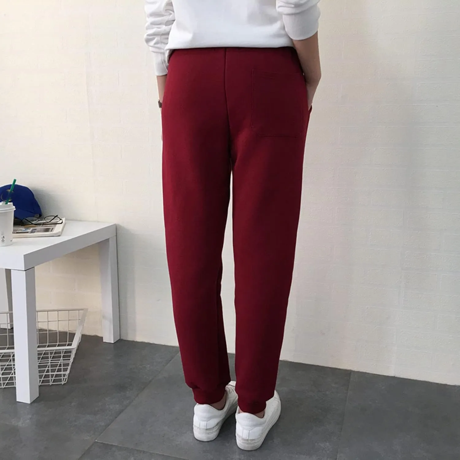 Miyaomn Women's Sherpa Fleece Lined Soft Warm Sweatpants Casual Solid Drawstring High Waisted Cinch Bottom Joggers Loungewear