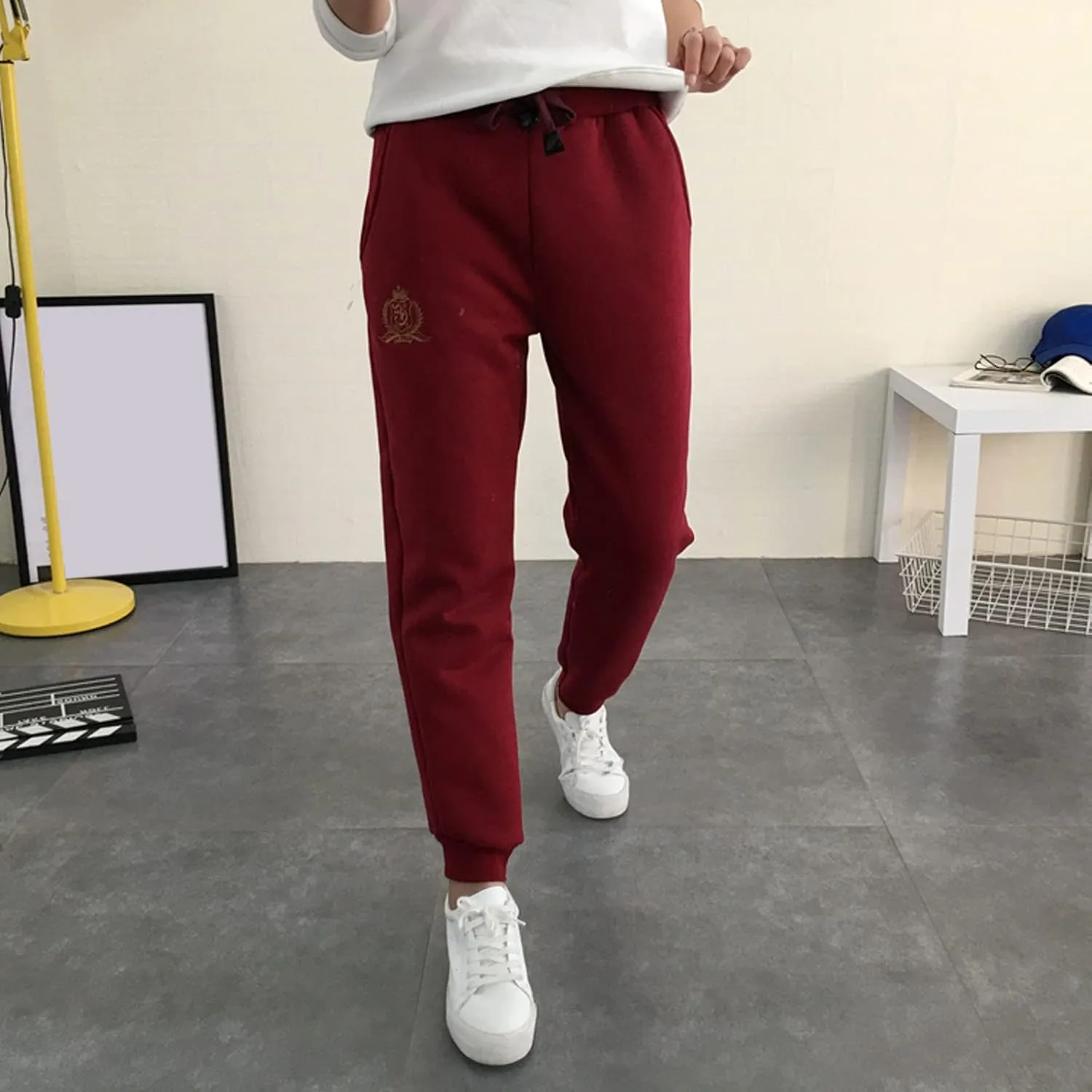 Miyaomn Women's Sherpa Fleece Lined Soft Warm Sweatpants Casual Solid Drawstring High Waisted Cinch Bottom Joggers Loungewear