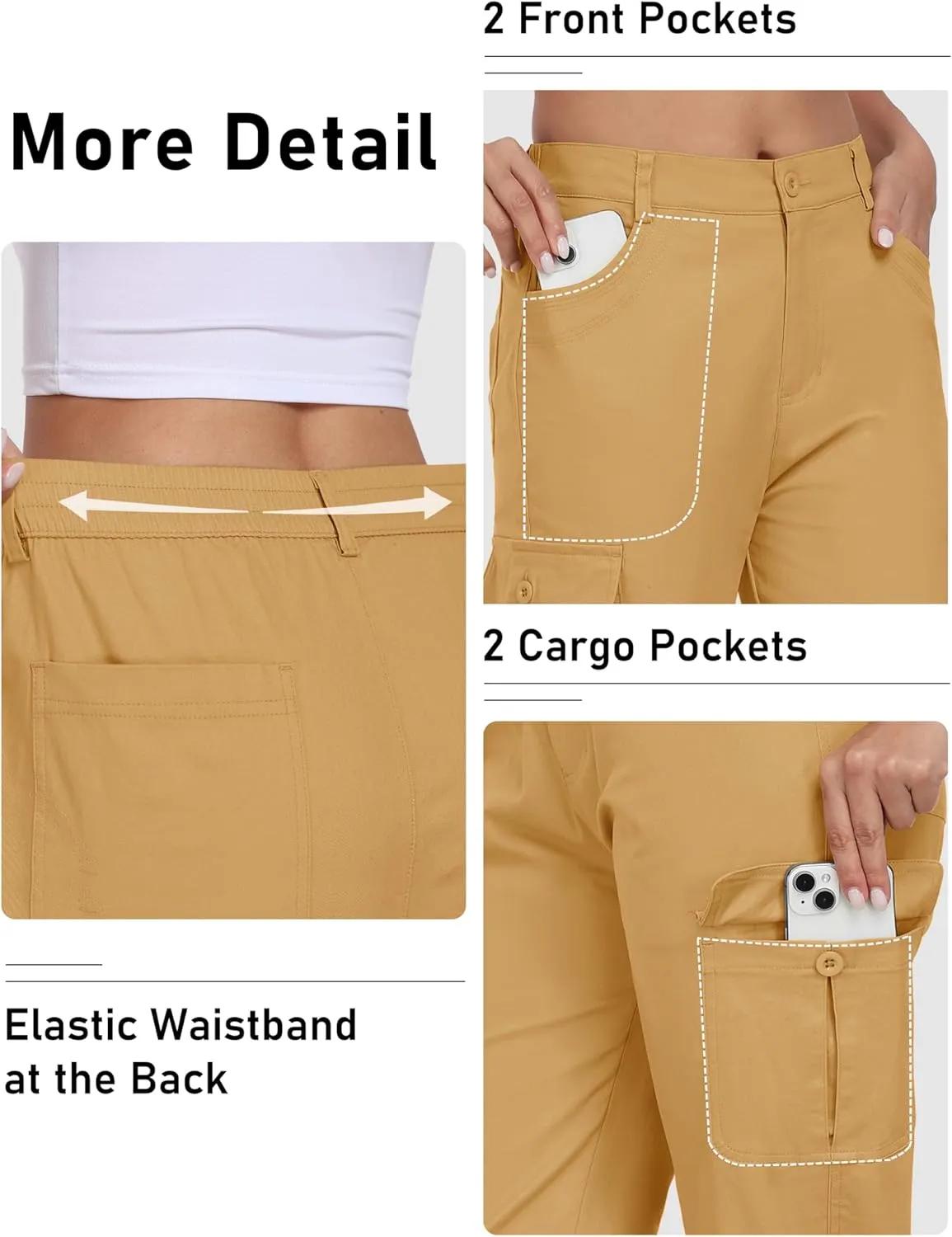 MoFiz Women's Cargo Capri Pants Cotton Roll up Convertible Capris Summer Casual Athletic Hiking Cropped Pants with Pockets