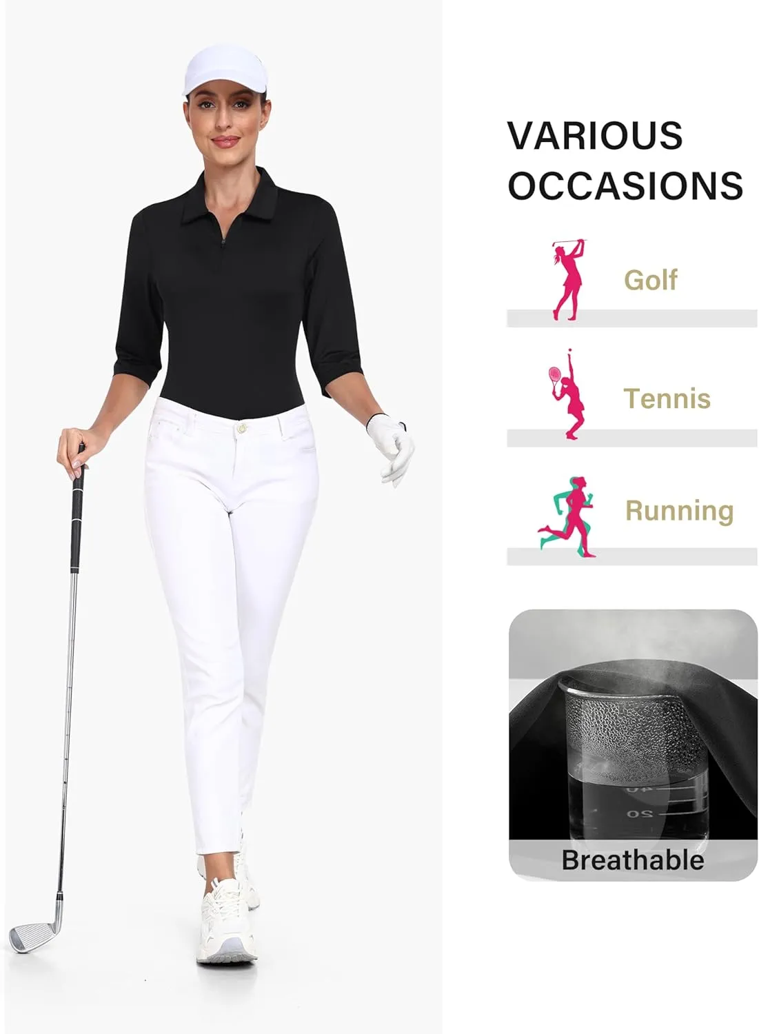 MoFiz Womens Short Sleeve Golf Polo Shirts Quick Dry Camo Lightweight UPF 50  Tennis Sports Athletic Tops Casual