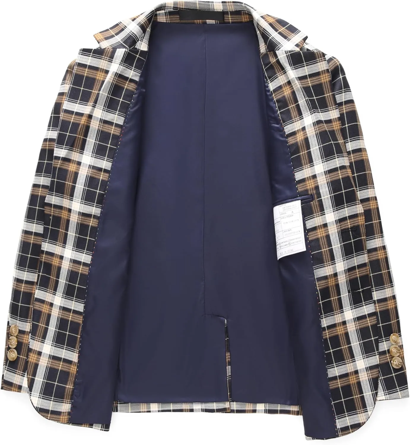 MOGU Boys Plaid Suits 3 Piece Slim Fit Tuxedo Formal Dresswear Suit Set Blazer Jacket Vest Pants Kids Outfits