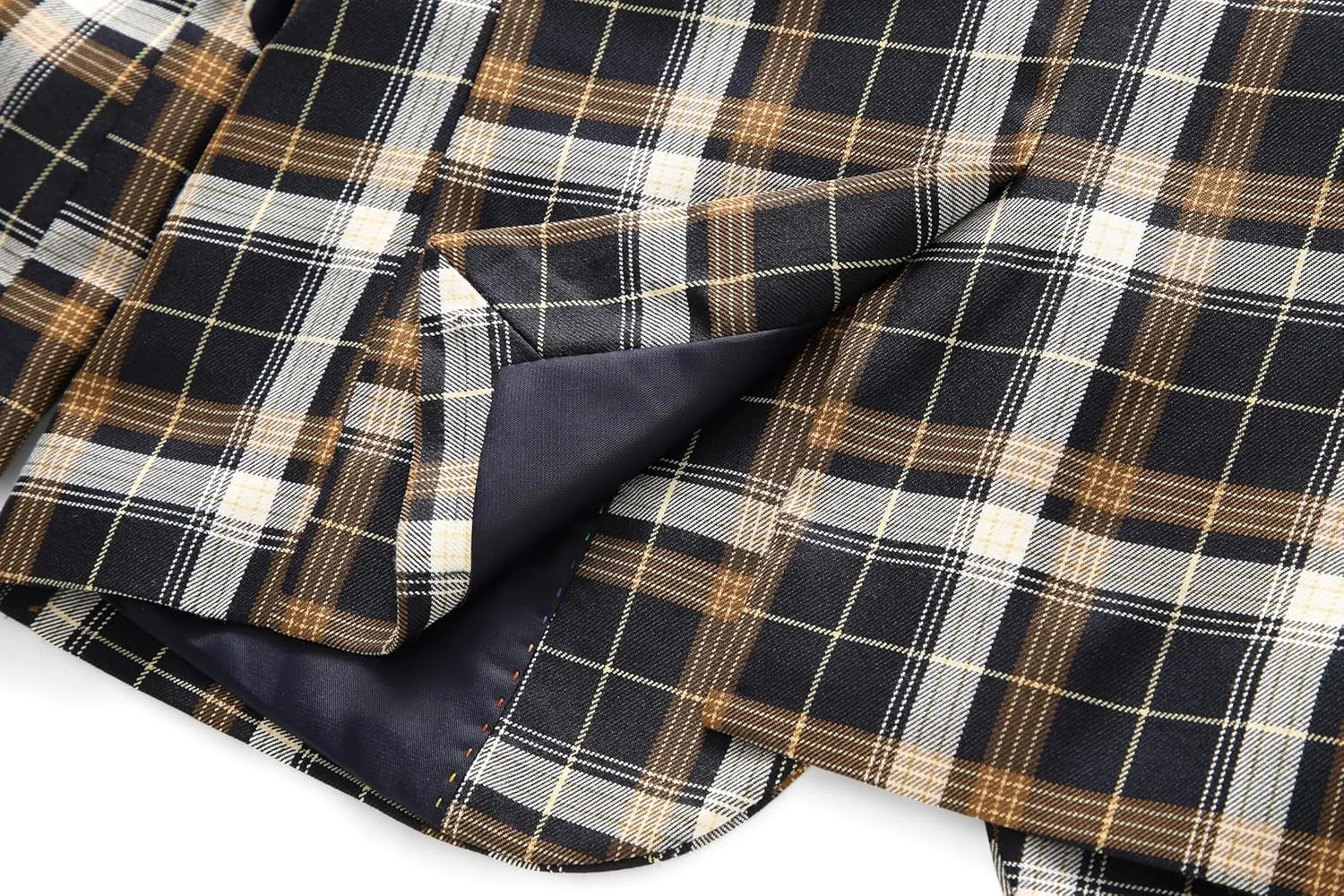 MOGU Boys Plaid Suits 3 Piece Slim Fit Tuxedo Formal Dresswear Suit Set Blazer Jacket Vest Pants Kids Outfits