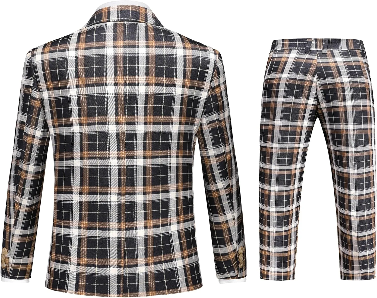 MOGU Boys Plaid Suits 3 Piece Slim Fit Tuxedo Formal Dresswear Suit Set Blazer Jacket Vest Pants Kids Outfits