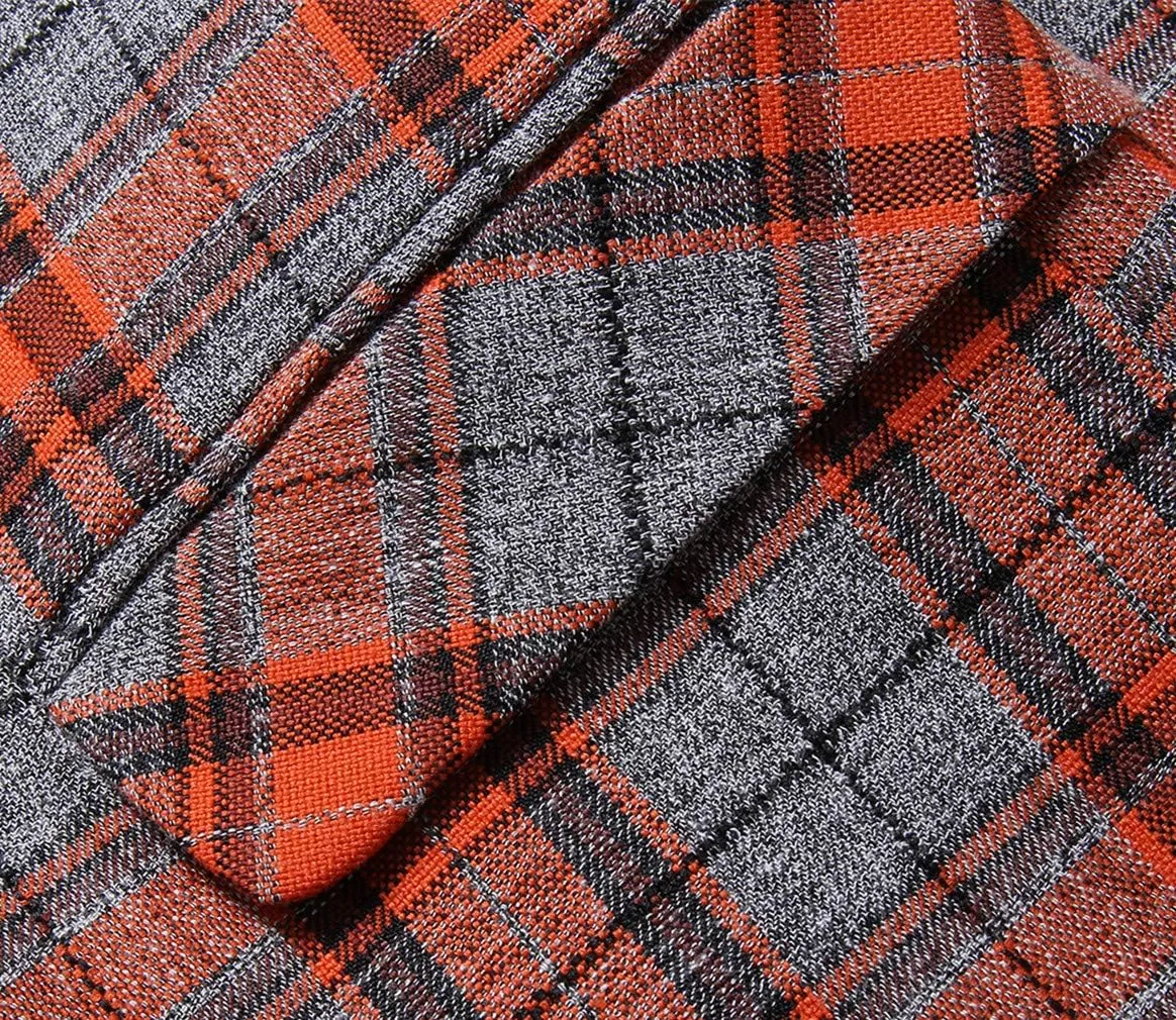 MOGU Mens Three Piece Slim Fit Plaid Suit Blazer Jacket Vest Pants