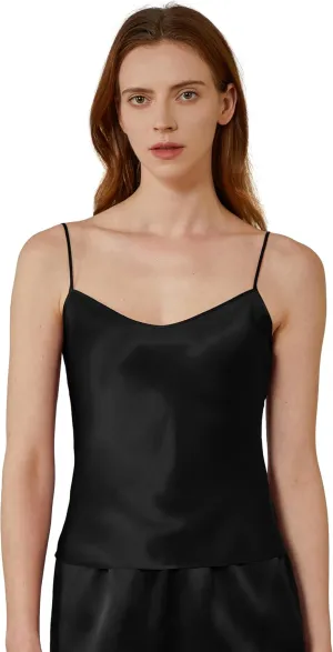 Mommesilk Silk Camisole for Women V Neck Adjustable Silk Lingerie Ladies for Sleeping Silk Cami Tank Tops Summer Undershirt