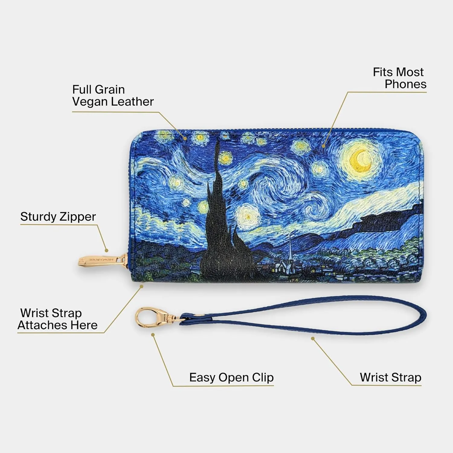 Monarque Wristlet Bifold Wallet Classic Collection (Blue Marble)