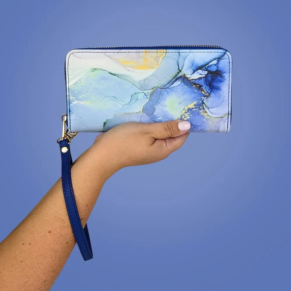 Monarque Wristlet Bifold Wallet Classic Collection (Blue Marble)