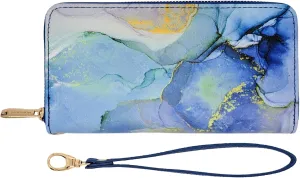 Monarque Wristlet Bifold Wallet Classic Collection (Blue Marble)